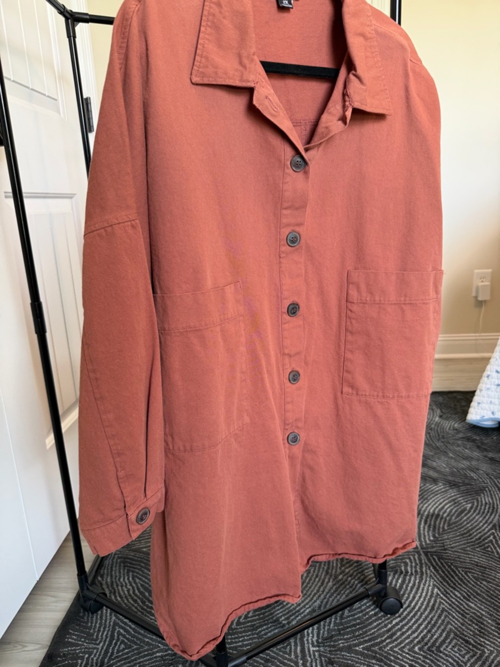 Fashion Nova Women’s Rust Button-Up Overshirt Jacket